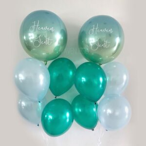 16 inch customised ombre orbz sphere shaped balloon bouquet ombre green blue