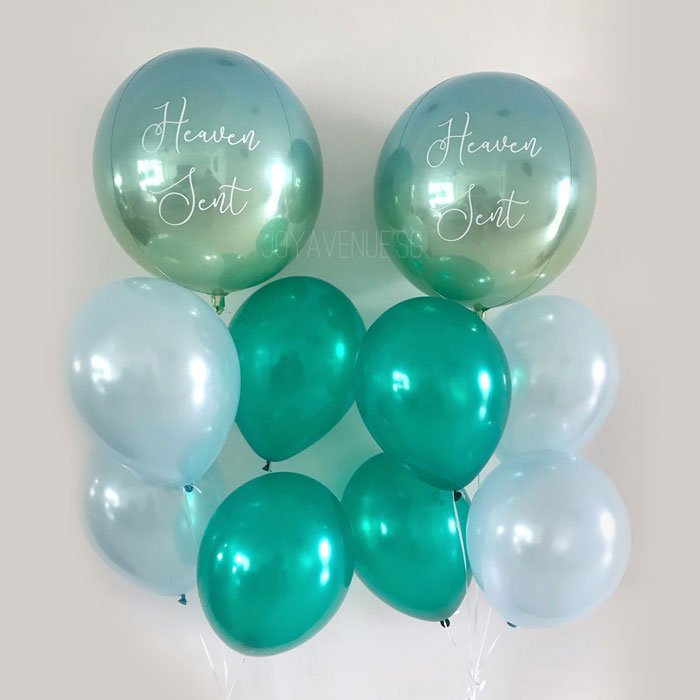 16 inch customised ombre orbz sphere shaped balloon bouquet ombre green blue