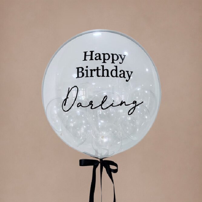 24" Ribbon Tied Bubble Balloon with Mini Latex Balloons
