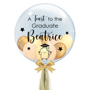 24" Graduation CustomBubble - Toast Design (Single Customised Bubble Balloon with Mini Balloons)