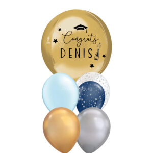 16" Graduation CustomOrbz with Latex Balloon Bouquet - GOLD THEME (6 Customised Designs Available)