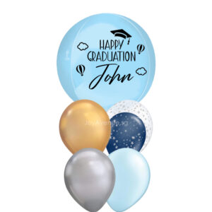 16" Graduation CustomOrbz with Latex Balloon Bouquet - LIGHT BLUE THEME (6 Customised Designs Available)