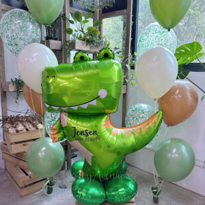 39" Dinosaur Jumbo Standing Balloon (Party Set) - Air-filled Foil Balloon with Helium Latex Bouquet (Customisation Available)