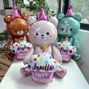 23" Teddy Bear Sitting Balloon (Single) - Air-filled Foil Balloon (Customisation Available)