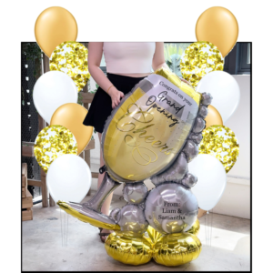 43" Champagne Jumbo Standing Balloon (Party Set) - Air-filled Foil Balloon with Helium Latex Bouquet (Customisation Available)