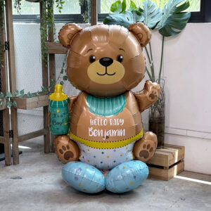 42" Teddy Blue Jumbo Standing Balloon (Single) - Air-filled Foil Balloon (Customisation Available)