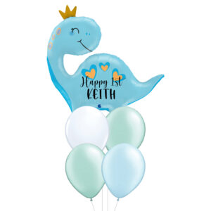 28" Blue Dino CustomFoil Bouquet (Customised Foil Balloon and Latex Balloons)