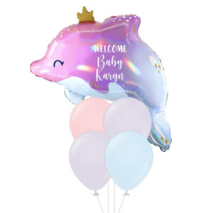 27″ Iridescent Dolphin CustomFoil Bouquet (Customised Foil Balloon and Latex Balloons)