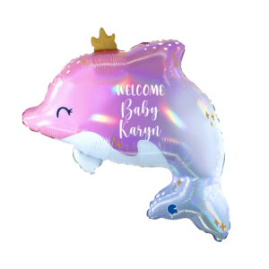 27" Iridescent Dolphin CustomFoil - Single (Customised Dolphin Foil Balloon)