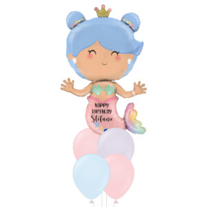 33″ Pastel Mermaid CustomFoil Bouquet (Customised Foil Balloon and Latex Balloons)