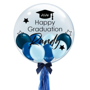 24" Graduation CustomBubble - Star Design (Single Customised Bubble Balloon with Mini Balloons)