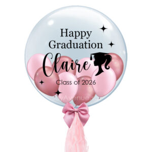24" Graduation CustomBubble - Barbie Design (Single Customised Bubble Balloon with Mini Balloons)
