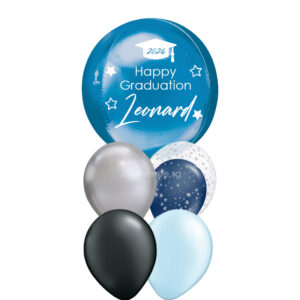 16" Graduation CustomOrbz with Latex Balloon Bouquet - BLUE THEME (6 Customised Designs Available)