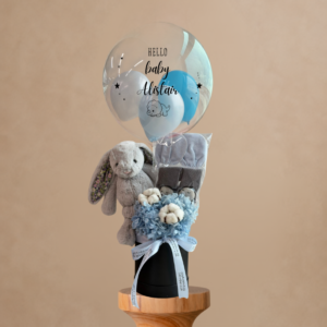 Personalised Baby Gift Hamper with Bubble Balloon